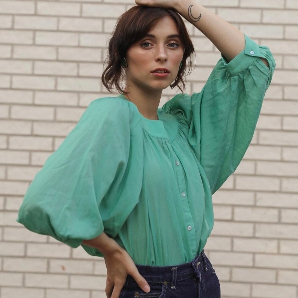 Mille Resort & Travel, Coco Blouse in Vigne (Mint Green) XS